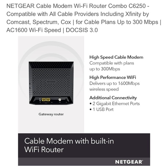 NETGEAR Black Modem-Router Combo - Picture 2 of 8